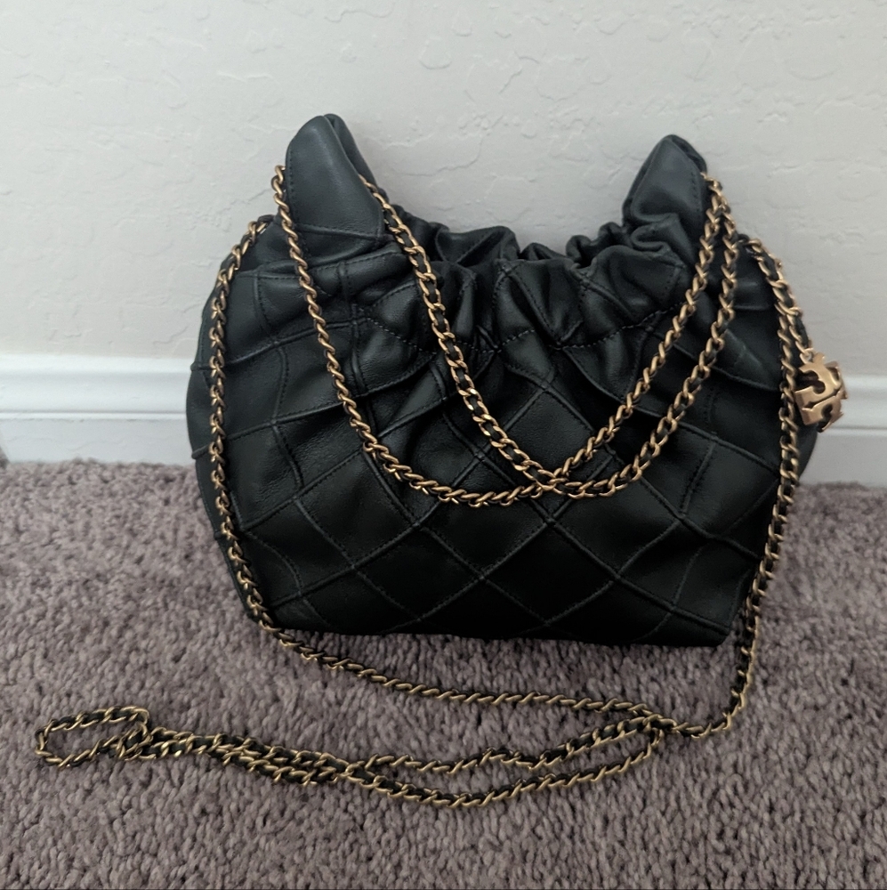 Tory Burch Mini Fleming Hobo Bag In Sycamore